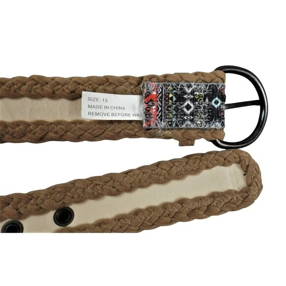 Multi-Colored Belt Trimmed in Tan Braiding Black Red Brown Size 13 Junior JH1121 - Picture 3 of 4